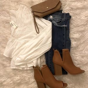 NWT Babydoll top with crochet detail